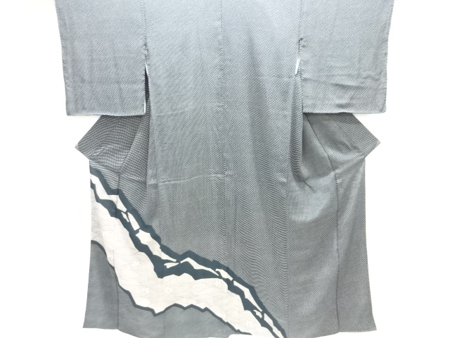 JAPANESE KIMONO / ANTIQUE KIMONO / SILK / KINSHA / WAVE & MAPLE